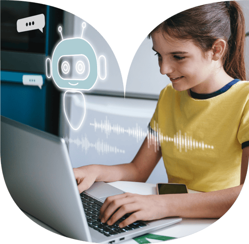 Girl working on a computer.