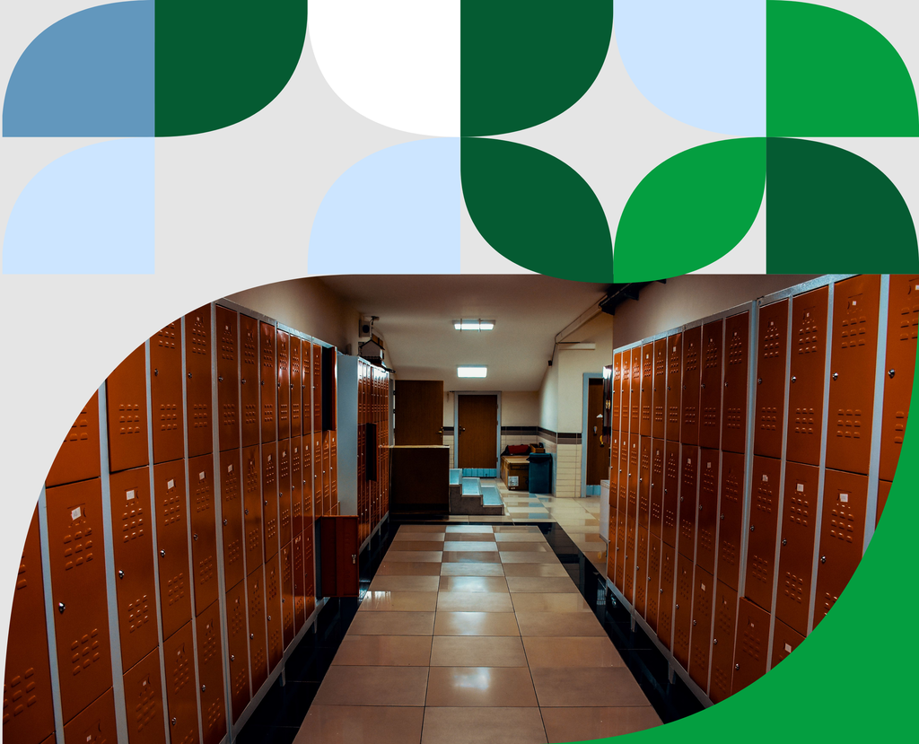 Empty school locker room
