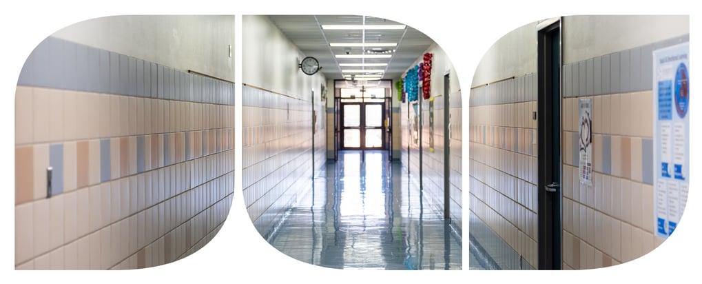 Empty school hallway